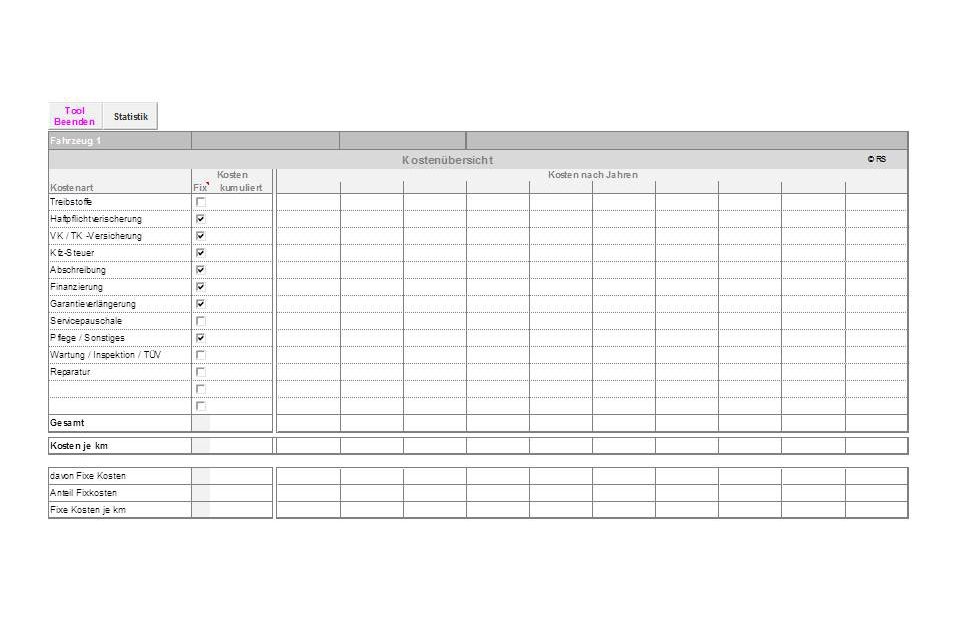 Excel-Tool: Fahrtenbuch bzw. Firmenwagen-Rechner